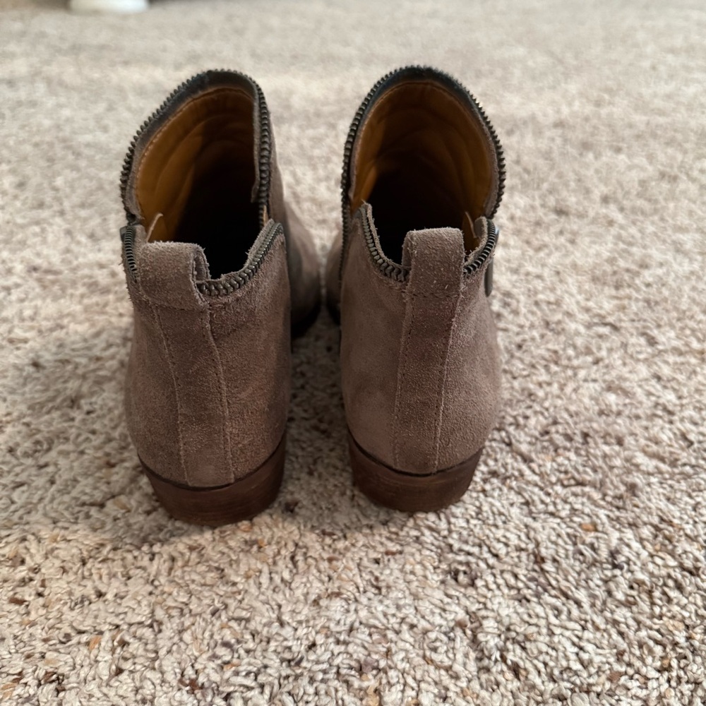 Lucky Brand Brown Ankle Booties with Suede Texture - Picture 3 of 6